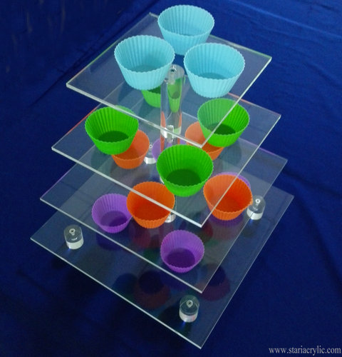 4 Tier Square Acrylic Cupcake Tower Stand Cake Holder Dessert Stand
