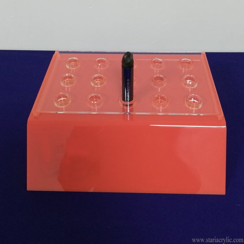 15 slot Orange Acrylic E-cig and Vape Display Stand Holder