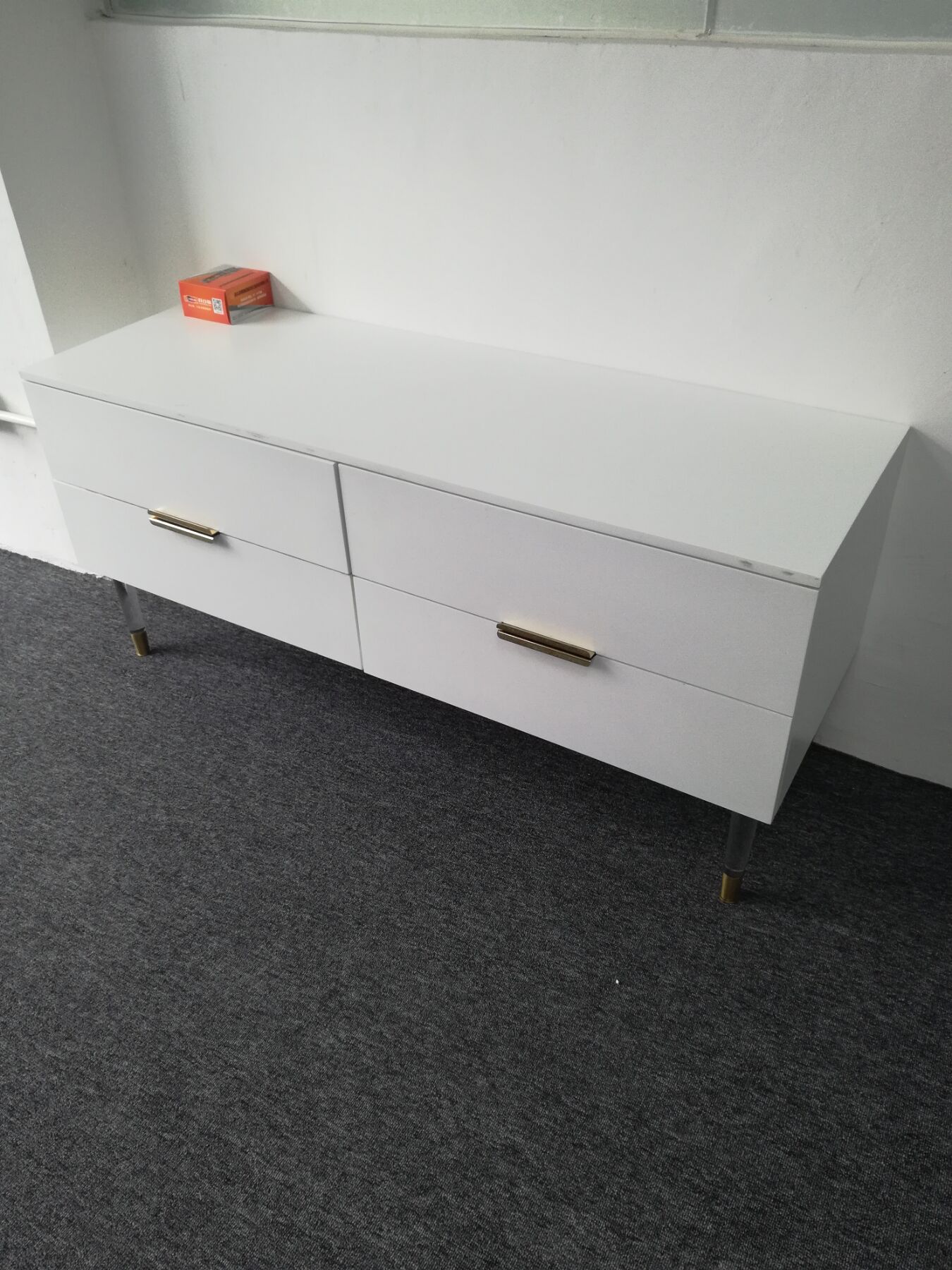 Lacquered Four-Drawer Dresser with Acrylic Legs